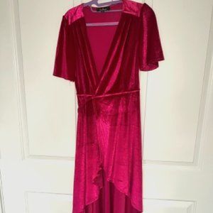 Lulu's Magenta High Low Wrap Dress